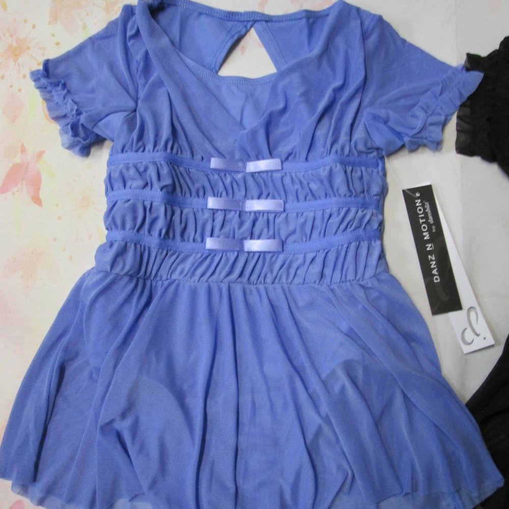 Dance Leotard Dress New 2-4 4-6 6-7 8-10 12-14 Blue Black Ballet Dance Costume - Picture 6 of 8